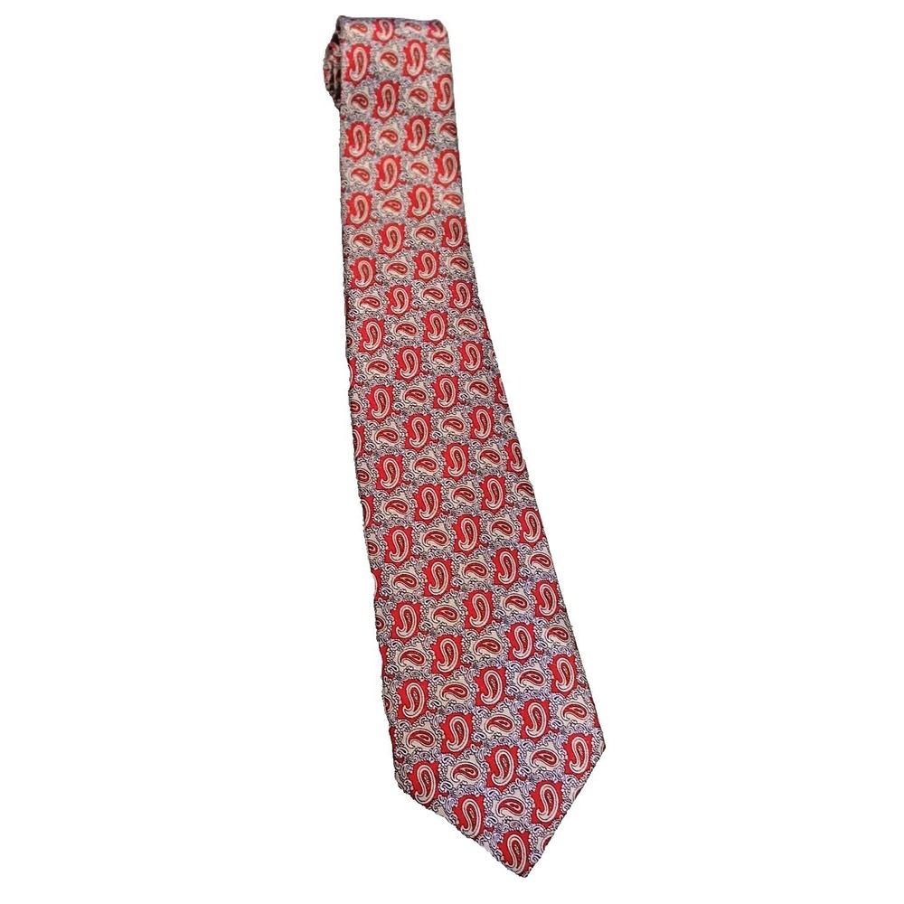 Red‎ Paisley Tie Handmade 100% Silk Necktie Made in Italy by Cantarelli